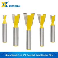 8mm Shank Dovetail Joint Router Bits 1/4 3/8 1/2 5/8 3/4 งานไม้แกะสลักบิตมิลลิ่งเครื่องตัดสําหรับไม้