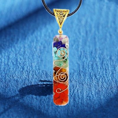 JDY6H Retro Reiki Healing Colorful Tone Natural Chakra Orgone Energy Pendant Necklace Pendulum Amulet Crystal Necklace Gift Jewelry