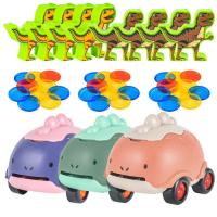 Dinosaur Catapult Toys Pull Back Car Educational Vehicle Toy Vehicle Toy Stacking Toy Dinosaur Car Set Tabletop Games Early Learning Toy for Preschoolers Children Kids Christmas Boys vividly