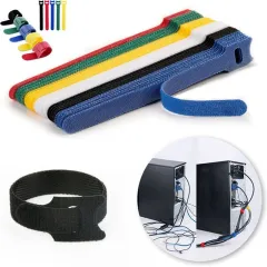 50pcs 20*200mm Reusable Cable Ties Straps with Plastic button Strip Nylon  Strap with Buckle Hook