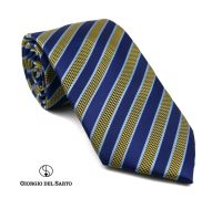 Giorgio Del Sarto Necktie Yellow with Blue Stripe Fabric Texture เนคไทสีเหลืองมีเท็กเจอร์