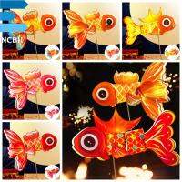 NCB11 พร้อมไฟ LED โคมไฟไหว้พระจันทร์ DIY สไตล์จีนจีน งานทำมือ KOI carp Fish Lantern แบบพกพาได้ ที่ส่องสว่างส่องสว่าง อุปกรณ์ประกอบฉากการถ่ายภาพ