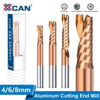 XCAN ดอกกัด AAAAA 4 6 8มม. ก้านขลุ่ย CNC เดี่ยวดอกสว่านเกลียวคาร์ไบด์เครื่องตัดมิลลิ่งสำหรับอลูมิเนียมทองแดงจานอะคริลิกไม้ ACM