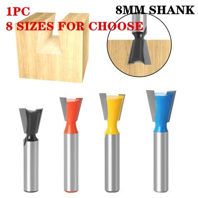 1Pc 8mm Shank Dovetail Milling Cutters บิตเราเตอร์ทังสเตนเกรดอุตสาหกรรมสําหรับเครื่องมืองานไม้แกะสลักไม้