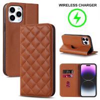 Luxury Leather Phone Case For 14 Pro Max 13 12 Mini 14 Plus Wallet Card Slot Magnetic Charger Cover