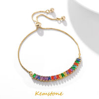 Kemstone Multicolor คริสตัลทองชุบโซ่เครื่องรางสร้อยข้อมือของขวัญเครื่องประดับสำหรับผู้หญิง