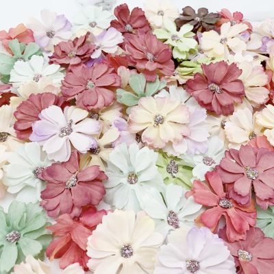 [AYIQ Flower Shop] (50ชิ้น/แพ็ค) ดอกไม้ประดิษฐ์กว้าง50มม. ของตกแต่งงานแต่งงานพวงหรีดแฮนด์เมดแบบทำมืออุปกรณ์เสริมกล่องขนมดอกทานตะวันปลอม