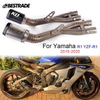 ระบบท่อไอเสียรถจักรยานยนต์สำหรับยามาฮ่า R1 YZF-R1 MT10 2015-2022ท่อเชื่อมกลางเชื่อมต่อลื่นท่อไอเสียคาร์บอนไฟเบอร์60.5มม./สแตนเลส