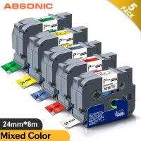 Absonic 10PCS Mixed Color 24mm Label for Brother 251 451 651 751 Laminated Tape 251 Ribbon Compatible for Brother Label Maker