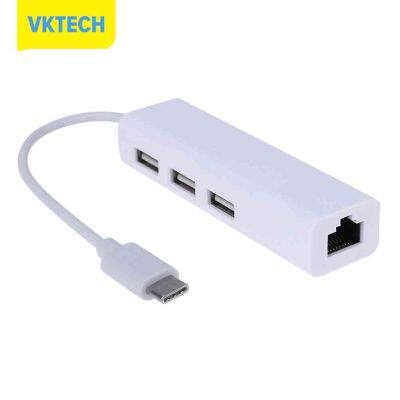 [Vktech] พอร์ตสายเคเบิลเครือข่าย RJ45เป็นอะแดปเตอร์แปลง USB 3.1 Type-C พร้อมพอร์ต USB 3พอร์ต