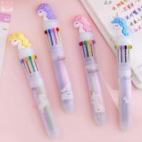 RAINBOW เครื่องเขียนสเตชันเนอรี คาวาอิ ยูนิคอร์นน่ารัก ปากกากลกล 0.7มม. 10สี ปากกาที่เป็นกลาง ปากกาเซ็นชื่อ ปากกาหมึกสี ปากกาหลากสี ปากกาลูกลื่น