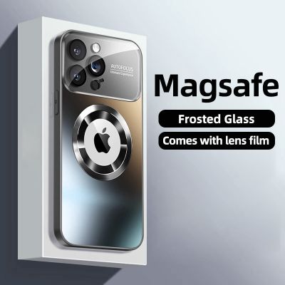 มาใหม่ล่าสุด AG เลนส์กระจกเคสโทรศัพท์ป้องกันทุกสัดส่วนผิวด้านสำหรับ iPhone 11 12 13 14 Pro Max ที่หุ้มโทรศัพท์มือถือ Magsafe ระบบแม่เหล็ก