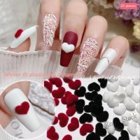 【hot sale】 ✉ B50 20PC Autumn and Winter Plush Heart Shaped Nail Art Ornaments / Light luxury three-dimensional velvet nail art accessories