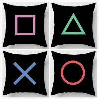 Black Art Design Playstation Buttons Throw Pillow Case Novelty Gaming Decorative Cushion Cover Cool Game Gamer Gifts Home Decor