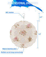 ดอกรักเร่ดอกไม้ใบย้อนยุค3D หมุนกระดิ่งลมสแตนเลสแขวนตกแต่งสวนกลางแจ้งบ้านระเบียงจี้ลมปั่น