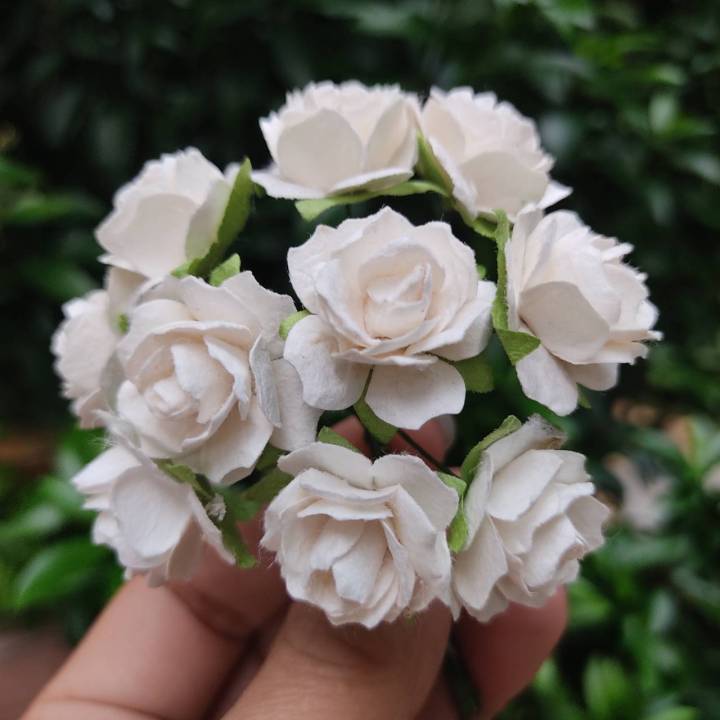 50-ดอก-ขาว-ดอกไม้กระดาษสา-ดอกไม้ประดิษฐ์-ดอกไม้กระดาษ-ดอกกุหลาบ-20-25-mm