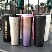 Homeliving】ถ้วยสุญญากาศแบบนูนลายเทพธิดา Gradient Starbucks สแตนเลสฉนวนกันแก้วกาแฟประสิทธิภาพ6-12ชั่วโมง