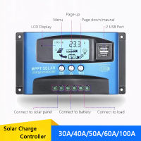 60A 50A 40A 30A MPPT ตัวควบคุมการชาร์จพลังงานแสงอาทิตย์ PWM 12V Dual USB จอแสดงผล LCD แผงควบคุมแบตเตอรี่พลังงานแสงอาทิตย์พร้อมโหลด