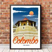 โปสเตอร์การเดินทางสไตล์วินเทจย้อนยุคหรือภาพผ้าใบ-ภาพวาดตกแต่งบ้าน Colombo Sri Lanki (ไร้กรอบ)