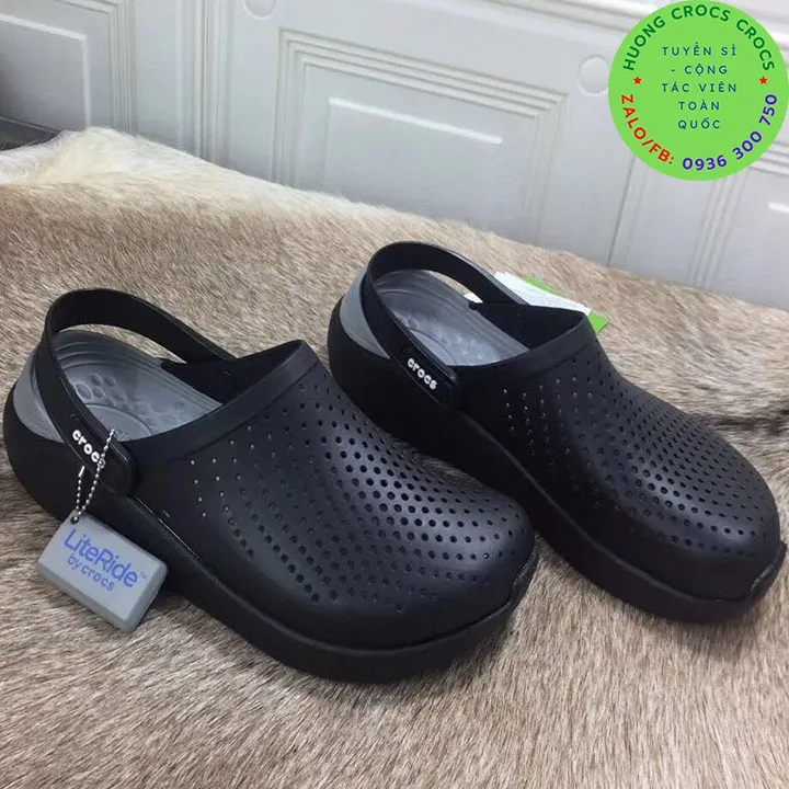 DÉP SỤC NHỰA ĐI MƯA CROCS LITERIDE CHO CẢ NAM VÀ NỮ MÀU ĐEN 