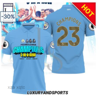 style1 Summer 2023 new ARRIVE design Manchester City FC 2023 Champions League Championship F.C 3D high-quality polyester quick drying 3D polo shirt, style17xl (contact online for free customization of name) high-quality