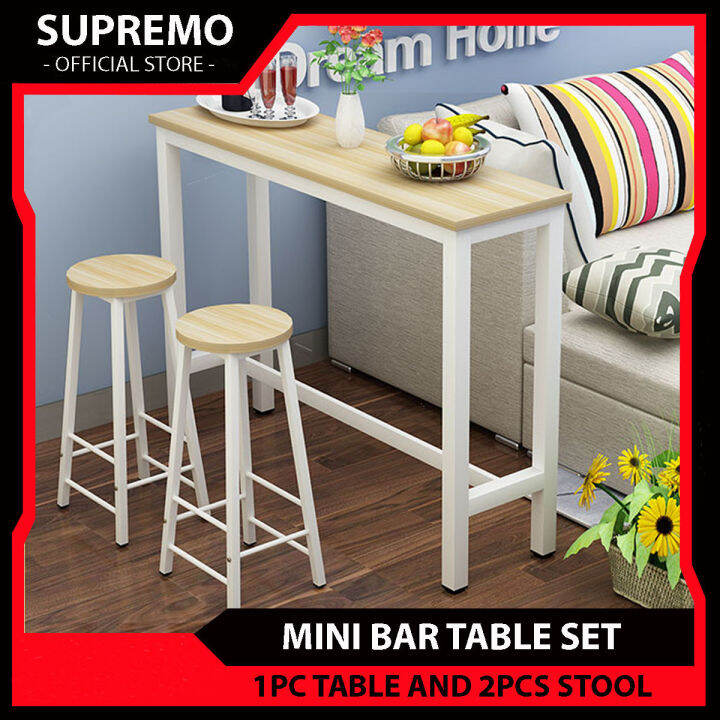 Mini bar table set {1 bar table + 2 bar stool} home simple bar table