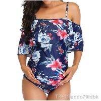 ✧❐❇ Mulheres meninas maternidade tankinis feminino flor impressão biquinis maiô beachwear grávida de um ombro plissado roupa banho