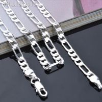 ☏ 4MM Figaro Chains Wholesale Personality Fashion Unisex Party Wedding Gift 925 Sterling Silver Chain Necklace for Women Men