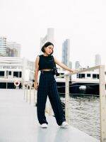 Summerry กางเกงขายาว Belt on เข็มขัด : Navy grid