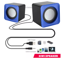 【HiFi Speaker】ลำโพงลำโพง HIFI ที่มีลำโพงควบคุมระดับเสียงแบบใช้สาย USB ลำโพง 3D สเตอริโอลำโพงเล่นเกมสเตอริโอ Computer Speaker with Volume Control Wired USB Speaker