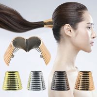 New Fashion Women Punk Gothic Hair Ring Fake Metal Hair Cuff Ponytail Clip Tie Holder Hair Band Elastic Wrap Hair Accessories Exercise Bands