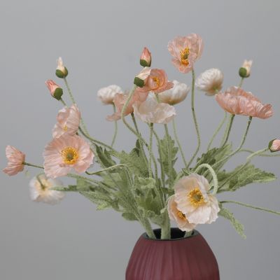 [AYIQ Flower Shop] 4หัว/กิ่งดอกไม้ประดิษฐ์ช่อดอกไม้ตกแต่งบ้านดอกป๊อปปี้ดอกไม้ปลอมตกแต่งงานฝีมืองานแต่งแฮนด์เมด DIY