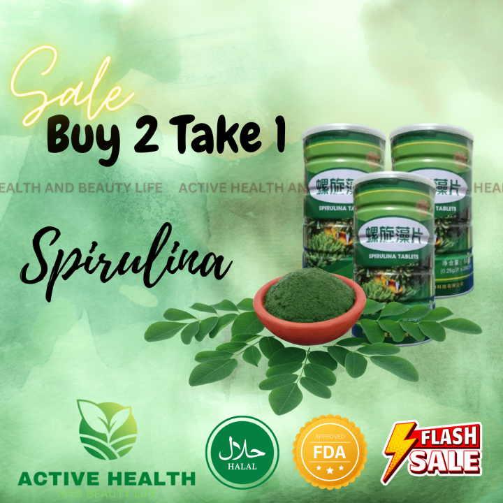 Spirulina Tablets (Buy 2 Take 1) (3 Cans) (6000 Tablets) FDA approved