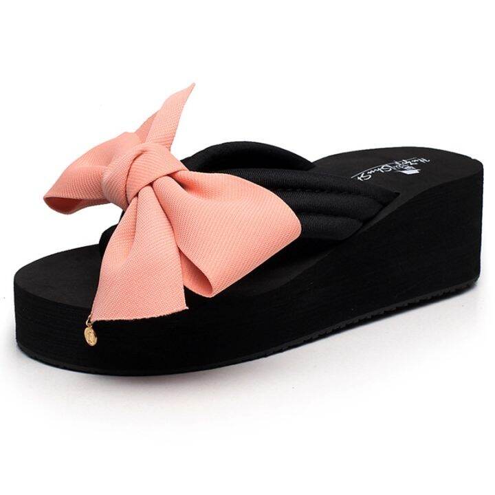 ruyi-outside-manufacturers-wholesale-thick-soles-slippers-female-xia-bowknot-flip-flops-beach-shoes-fashionable-wedge-sandals