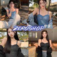 Zero shop?พร้อมส่ง?(Zero-FY1860) เสื้อสายเดี่ยวมีฟองน้ำ สม็อคหลัง รัดรูปเซ็กซี่ สียีนส์3สี