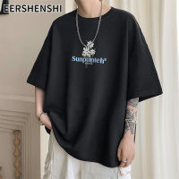 EERSHENSHI ฤดูร้อนแขนสั้นผู้ชาย,เสื้อยืดแบบหลวมลำลองระบายอากาศที่สะดวกสบายแขนสั้น