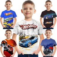 Childrens T-shirt Hot Wheels Kids T Shirt Summer Car Tee Game Fashion Cartoon Baby Vest Child Racing Top Casual