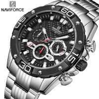 NAVIFORCE ผู้ชายแบรนด์หรูธุรกิจนาฬิกาสำหรับแฟชั่นควอตซ์กันน้ำเหล็กวงผู้ชายนาฬิกาโครโนกราฟ