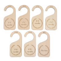 7Pcs Wooden Baby Wardrobe Dividers, to 24 Months Baby Cloth Organizer By Age Nursery Infant Wardrobe Divider Gift