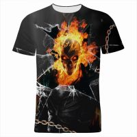 Men T-shirts Summer Short Sleeve Fashion Oversized Women Tee Shirts Marvel Ghost Rider 3D Print Children Clothes