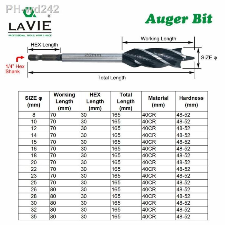 lavie-8-to-25mm-wood-twist-bit-auger-drill-bits-four-cutters-drilling-cut-for-woodworking-db03020a