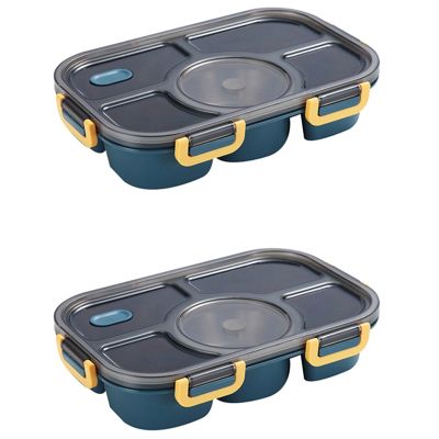 2X Bento Lunch Box,5-Compartment Food Container with Salad Bowl,Leakproof Salad Lunch Containers for Office,School