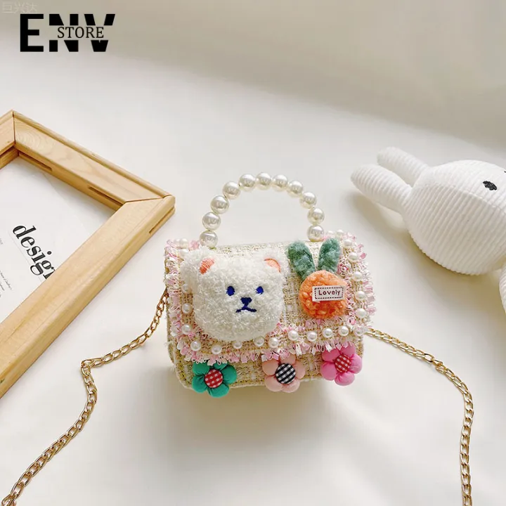 ENV Children's messenger bag small fragrance Pearl handbag cute chain