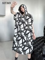 XITAO Dress Fashion Print Hooded Dress Causal Loose Women Summer New