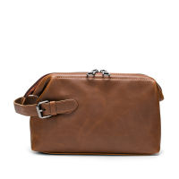 Brown Large Clutch Bag Designer Double Zipper Wallet Fashion Men Toiletry Bags Retro Crazy Horse Leather Bags Wristlet Handbag