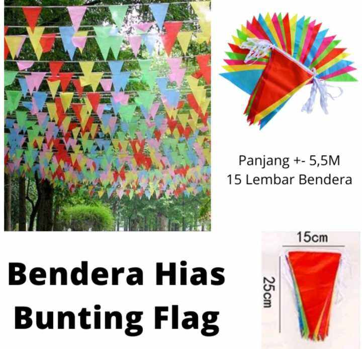 Bendera Segitiga Kain Warna Warni Panjang 5 Meter Bendera Kain Segitiga Panjang 5 Meter Isi