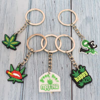 2023 X1PCS PVC Keychain Leaf Key Ring Creative Green Plant Design Key Holder Thin Men Women Bag Car Keys Pendings Triple Peaks