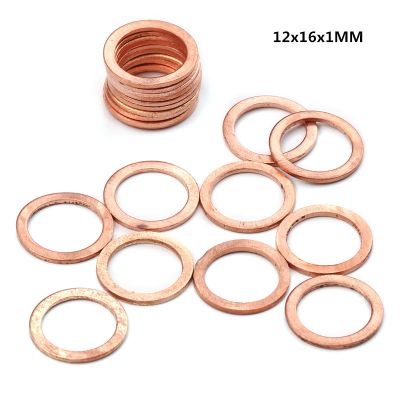 20PCS 12x16x1mm Solid Copper Washer Flat Ring Gasket Sump Plug Oil Seal Fittings Washers Fastener Hardware Accessories Nails  Screws Fasteners