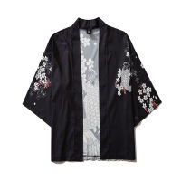 【qianyu1】กิโมโน KimonoSummer Japanese Five Point Sleeves Kimono Mens And Womens Cloak Jacke Top Blouse