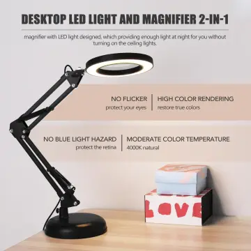 Foldable Professional 10X Magnifying Glass Desk Lamp Magnifier LED